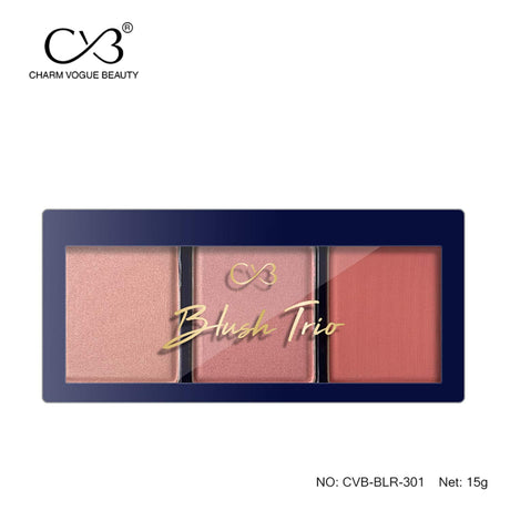 Charm Vogue Beauty Blush Trio palette on a white background