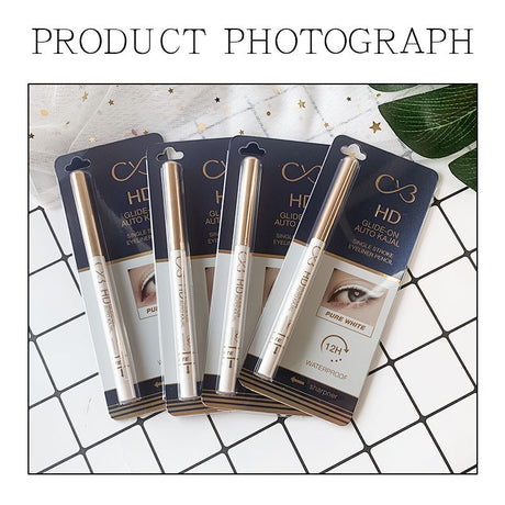Eyebrow pencils with packaging on a white grid background