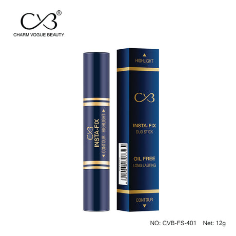 Insta-Fix Duo Stick with packaging on a white background, featuring Charm Vogue Beauty branding.