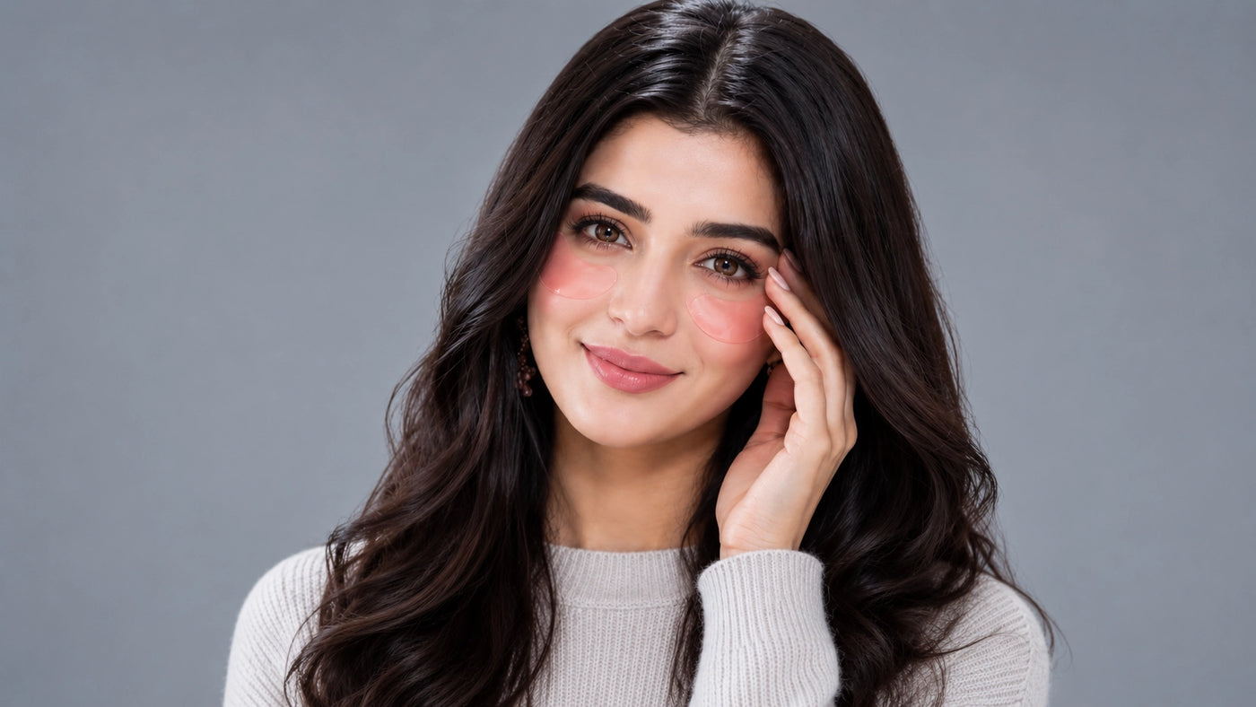 Woman with long dark hair and a light sweater against a gray background