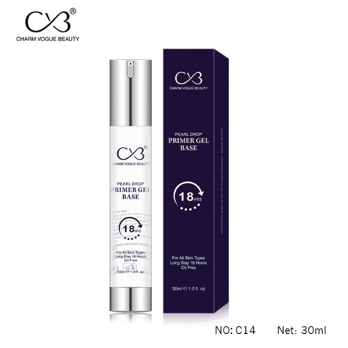 CVB® CVB Pearl Drop Primer Gel Base – Oil Free Makeup Primer  C14
