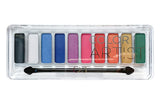 Color Artist makeup palette with various colors and a brush on a white background