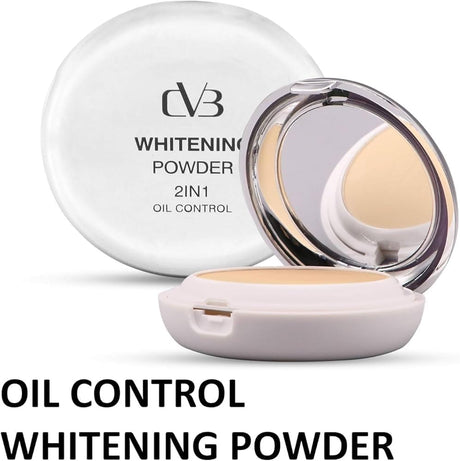 Oil control whitening powder with 'CVB' branding on a white background