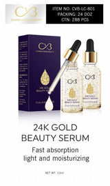 24K Gold Beauty Serum with packaging on a white background