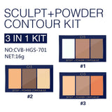 C3 Sculpt + Powder Contour Kit packaging with three color swatches on a white background