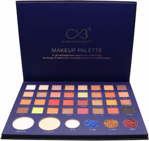 Makeup palette with C3 branding on a dark background