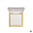 Square wall light fixture with gold frame and clear glass cover on a white background