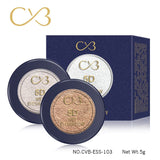 Two round cosmetic products with a blue box in the background, featuring the brand 'CVB'.