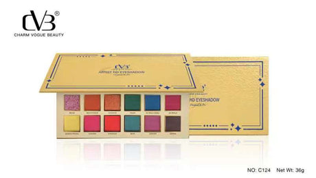 Charm Vogue Beauty eyeshadow palette with colorful shades on a white background