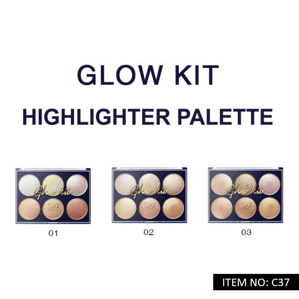 Glow Kit Highlighter Palette with three different shades on a white background