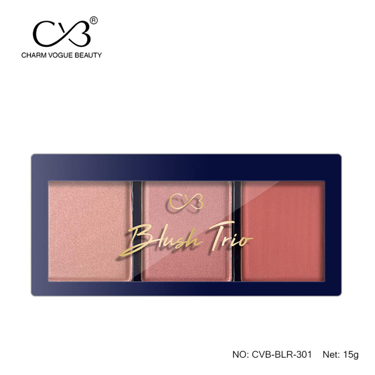 Charm Vogue Beauty Blush Trio palette on a white background