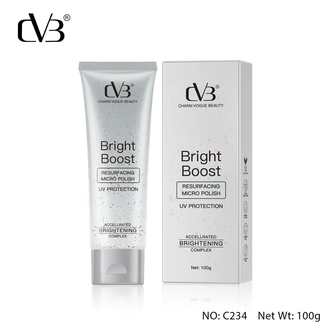 Charm Vogue Beauty Bright Boost product packaging on a white background
