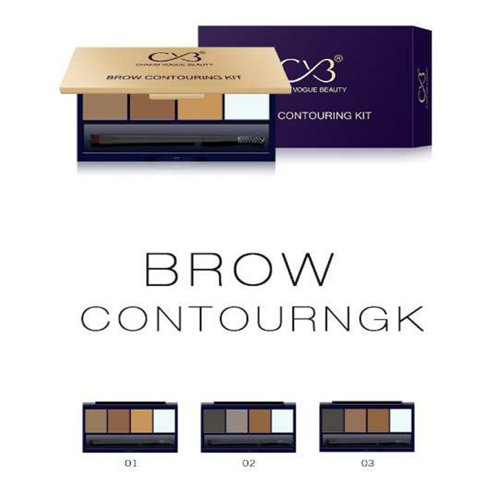 Brow contouring kit with packaging on a white background