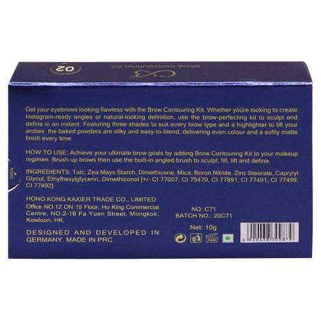 Back of a blue box with text and product details on a white background