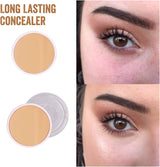 Long-lasting concealer product with before and after application on eyes.