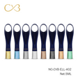 Set of blue ladles with colored handles on a white background, featuring the brand 'CV3'.