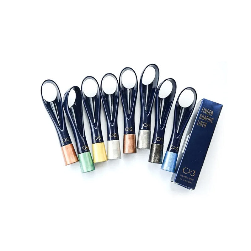 Set of colorful lip gloss applicators with a box on a white background