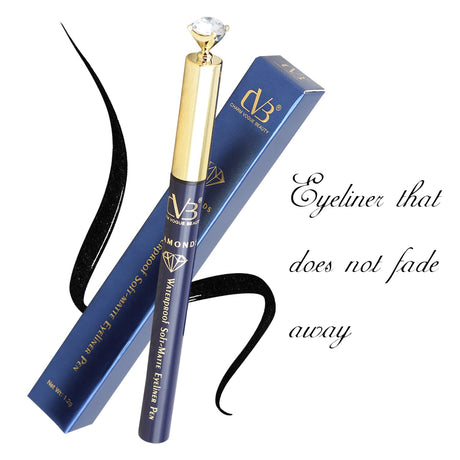 Blue and gold eyeliner pen with packaging on a white background