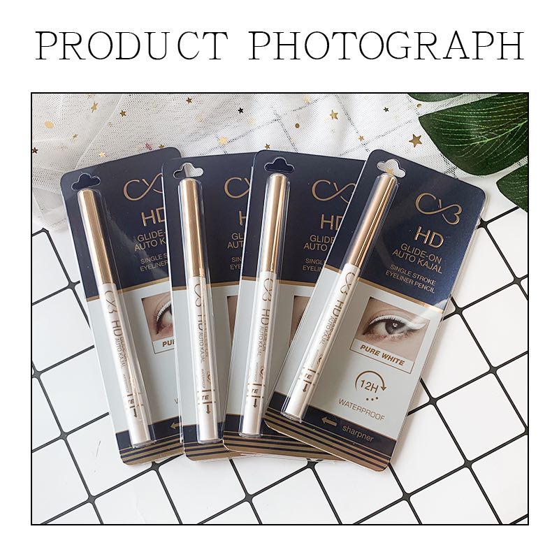 Eyebrow pencils with packaging on a white grid background