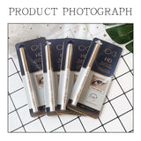 Eyebrow pencils with packaging on a white grid background