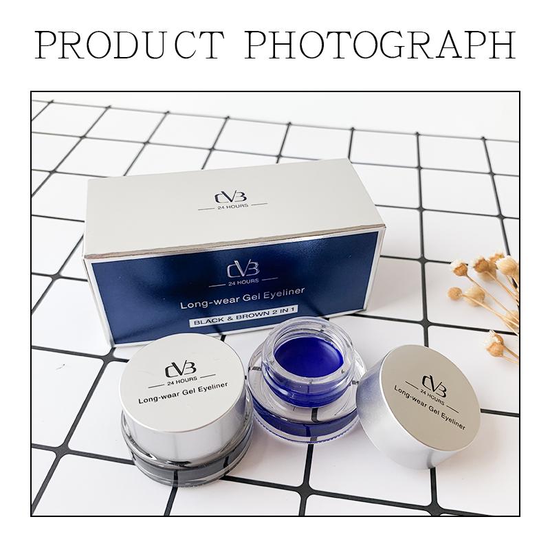 dv3 long-wear gel eyeliner set with packaging on a grid background