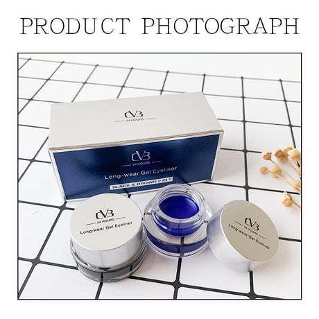 dv3 long-wear gel eyeliner set with packaging on a grid background