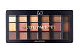 Makeup palette with various shades of eyeshadows on a white background