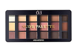Makeup palette with various shades of eyeshadows on a white background