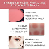 Blush product with features listed on a white background