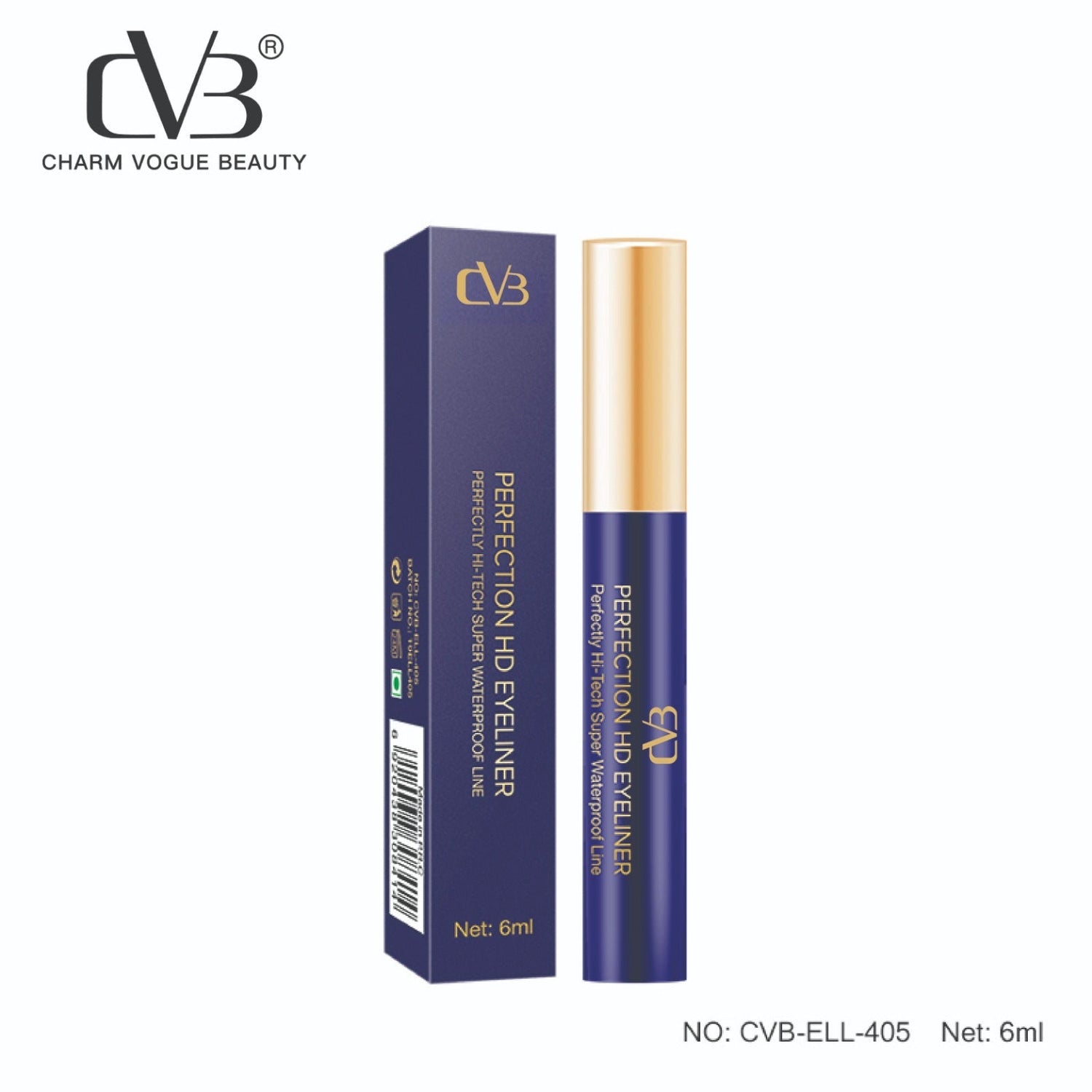 Perfection HD eyeliner with packaging on a white background, featuring the Charm Vogue Beauty logo.