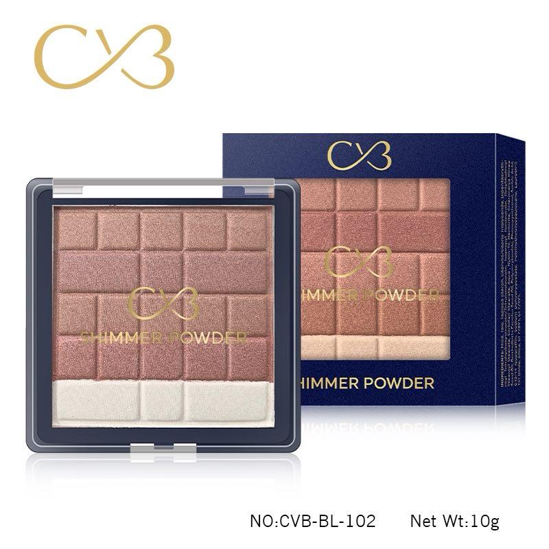 Shimmer powder with packaging and CVB logo on a white background