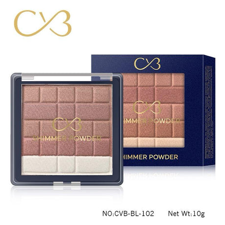 Shimmer powder with packaging and CVB logo on a white background
