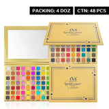 Makeup palette with colorful shades and a mirror, branded 'LVMH Spotlight'.