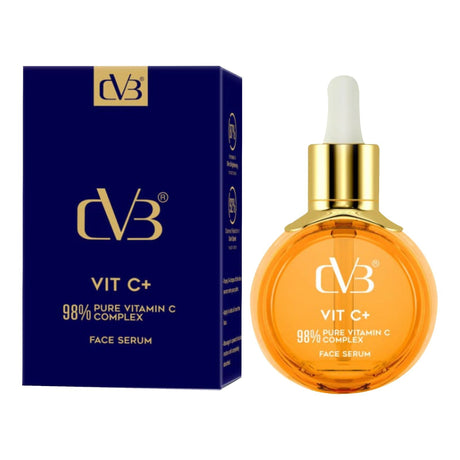 CVB Vitamin C+ face serum bottle and packaging on a white background