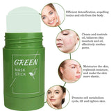 Green mask stick with benefits on a white background