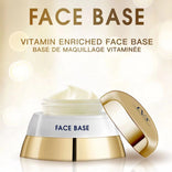 Charm Vogue Beauty Face Base cream with a gold lid on a beige background