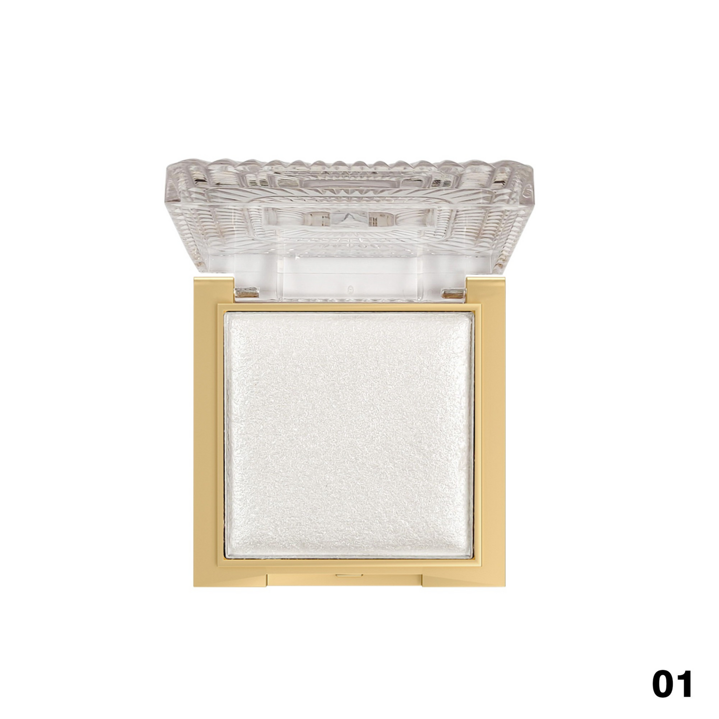 Square wall light fixture with gold frame and clear glass cover on a white background