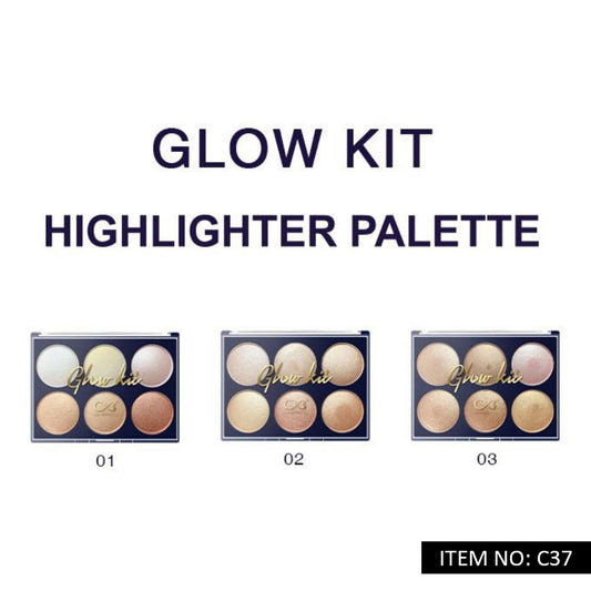 Glow Kit Highlighter Palette with three different shades on a white background