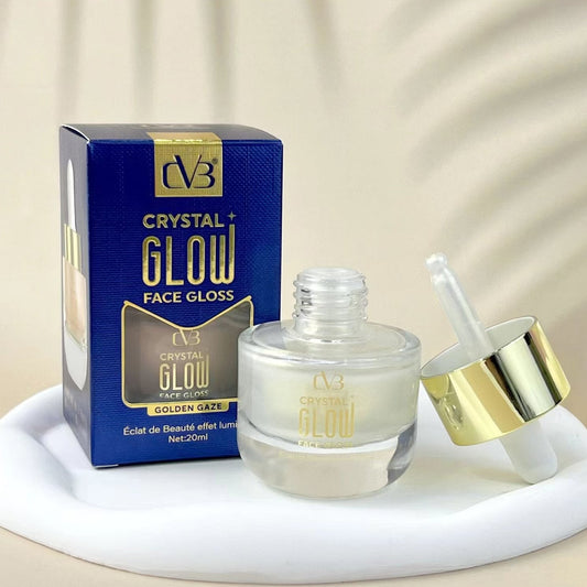 Crystal Glow face gloss with packaging on a white surface