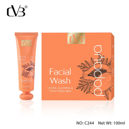 Packaging of facial wash with branding on a white background