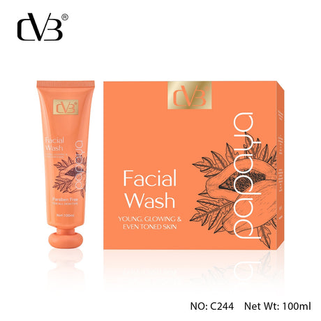 Packaging of facial wash with branding on a white background