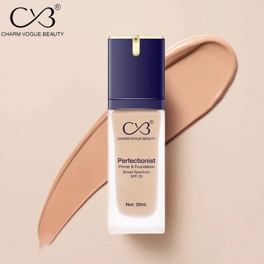 Charm Vogue Beauty foundation bottle on a beige background